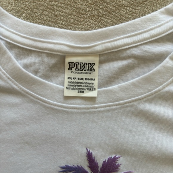 Victoria's Secret PINK Palm Tree Shine Perfect Knit T-Shirt Size XS - Picture 5 of 6